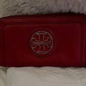 Tory Burch Bold Red Zip Around Wallet